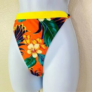 Kamoni Tropical Print Side Tie Bikini Bottoms Size M